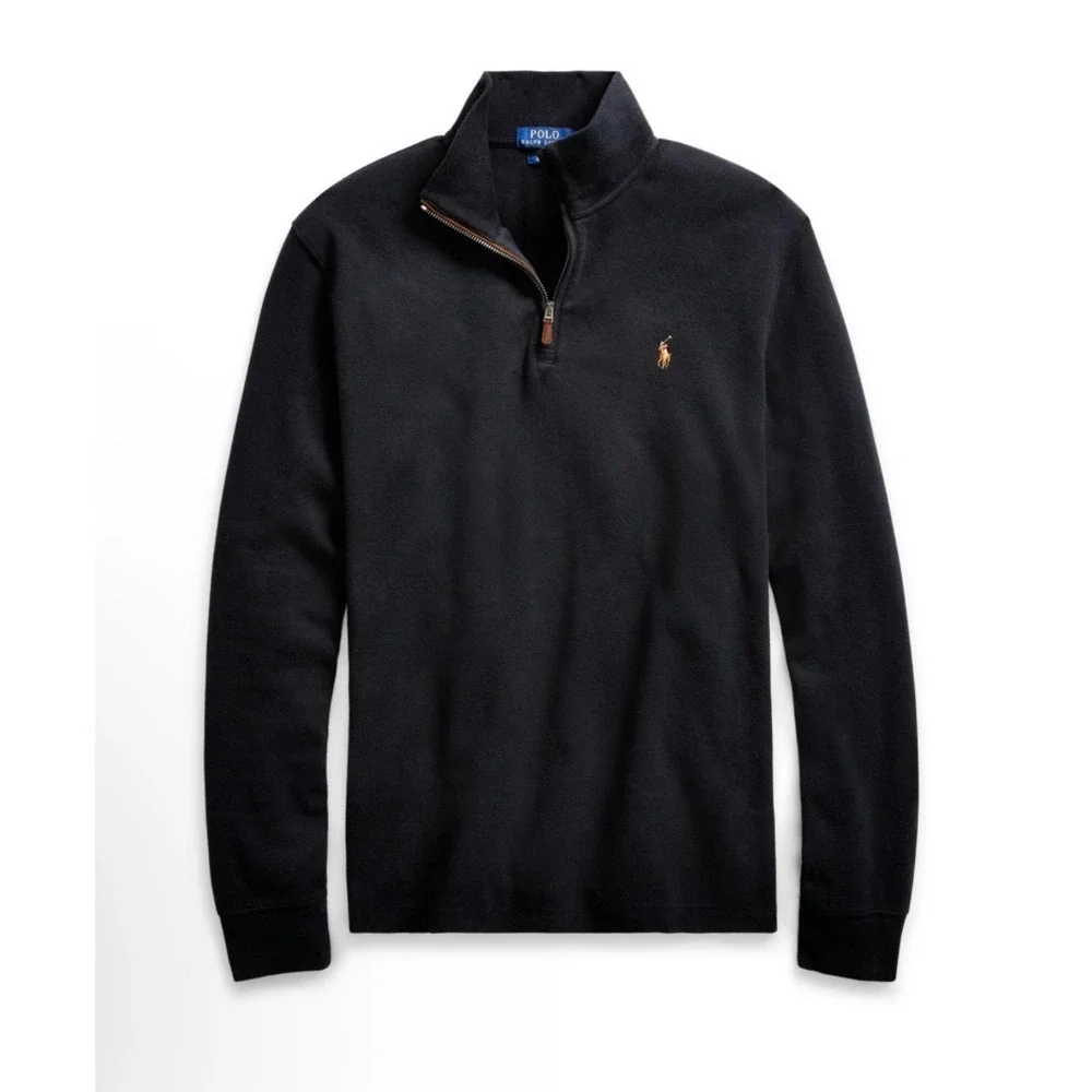Polo Ralph Lauren Estate Rib Mens 3XLT Tall Black Quarter Zip Pullover Sweater